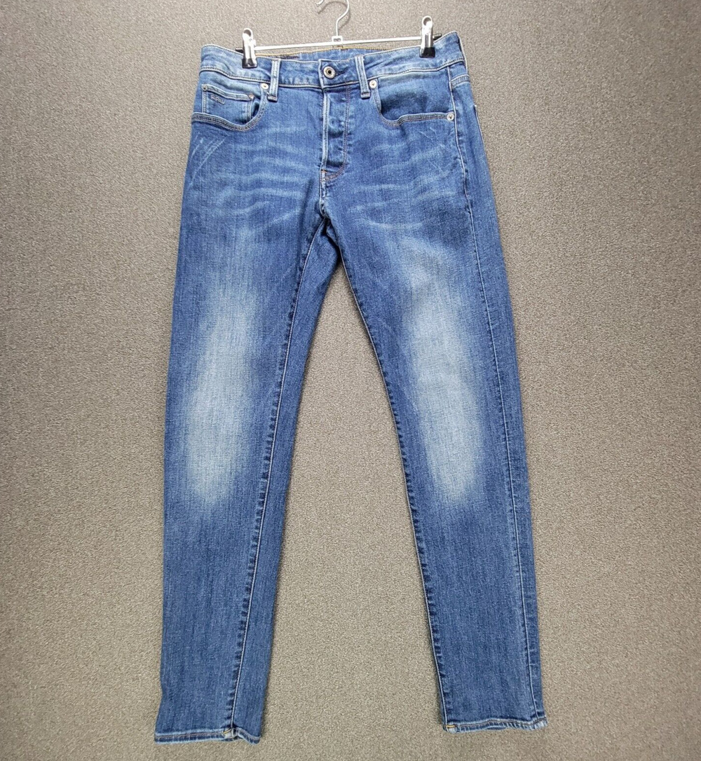 G Star Raw Jeans Mens 31X32 Blue 3301 Slim Button Fly